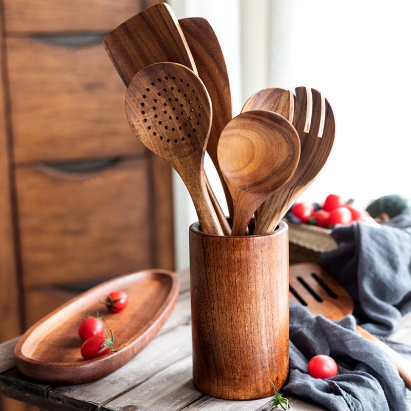 Suporte para Talheres de Bambu Multifuncional