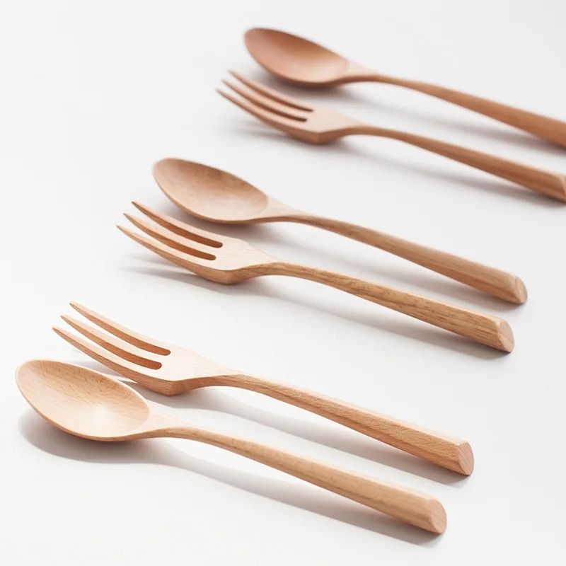 Conjunto de colher e garfo ecológico em bambu