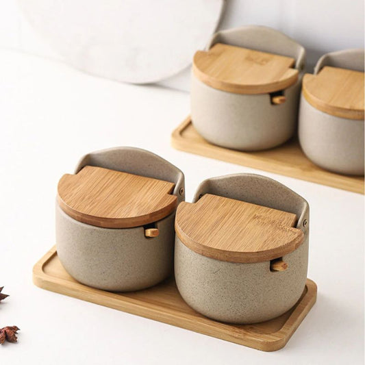 Cerâmica de Bambu Potes de Tempero