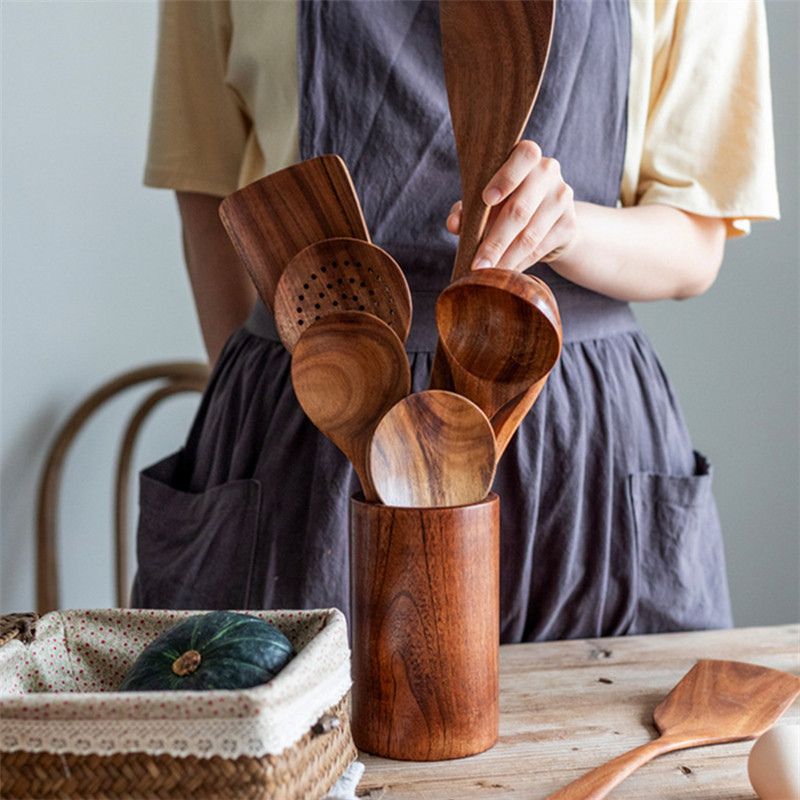 Suporte para Talheres de Bambu Multifuncional