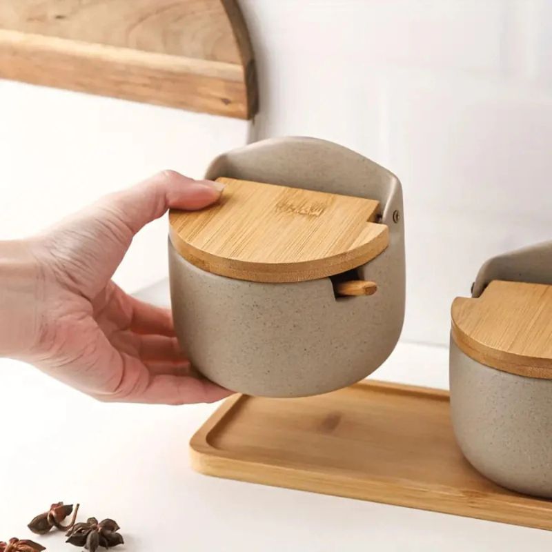 Cerâmica de Bambu Potes de Tempero