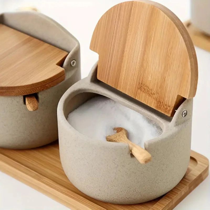 Cerâmica de Bambu Potes de Tempero