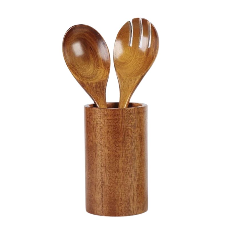 Suporte para Talheres de Bambu Multifuncional