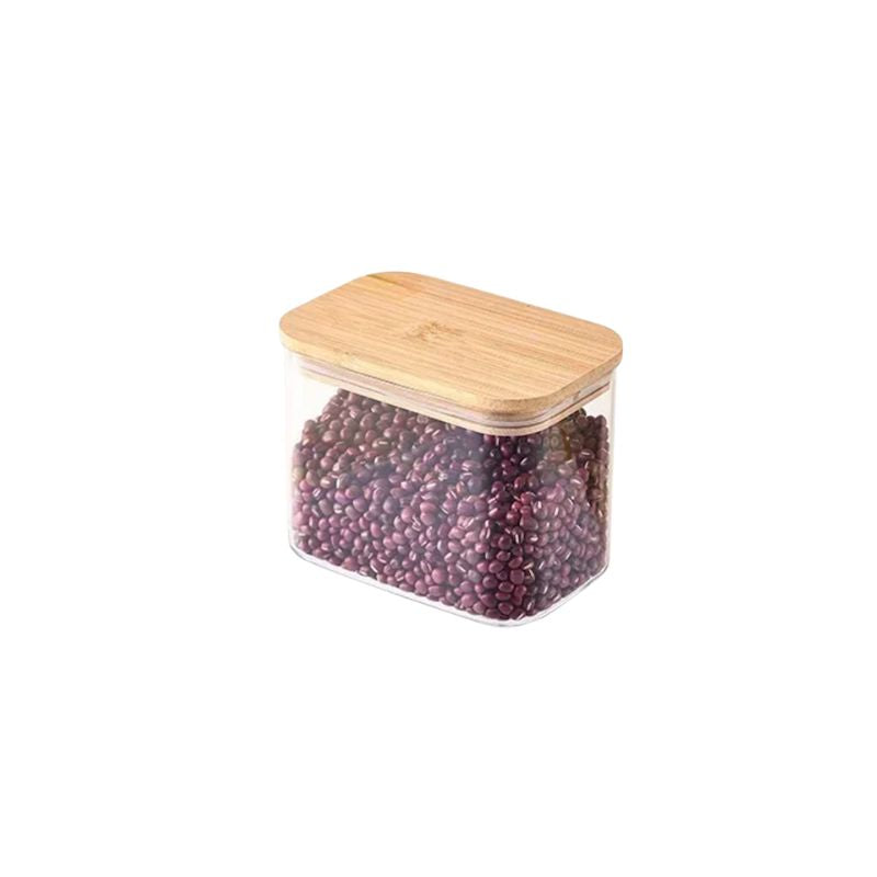 Recipientes de vidro com tampas de bambu