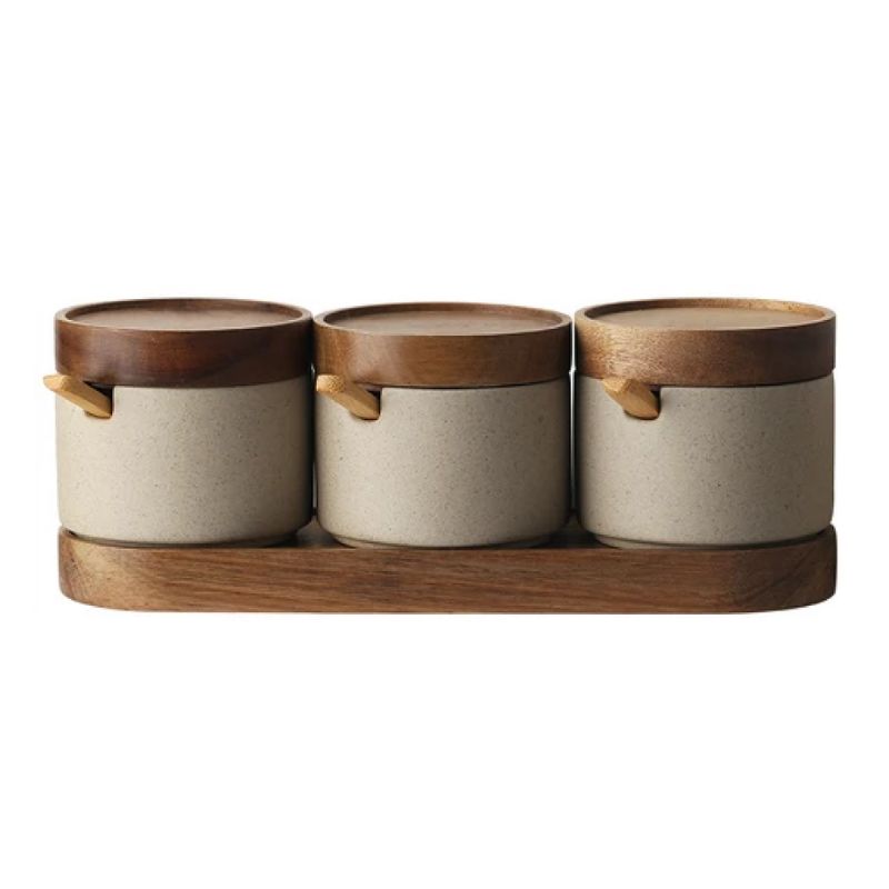 Jarro de Cerâmica com Tampa de Bambu