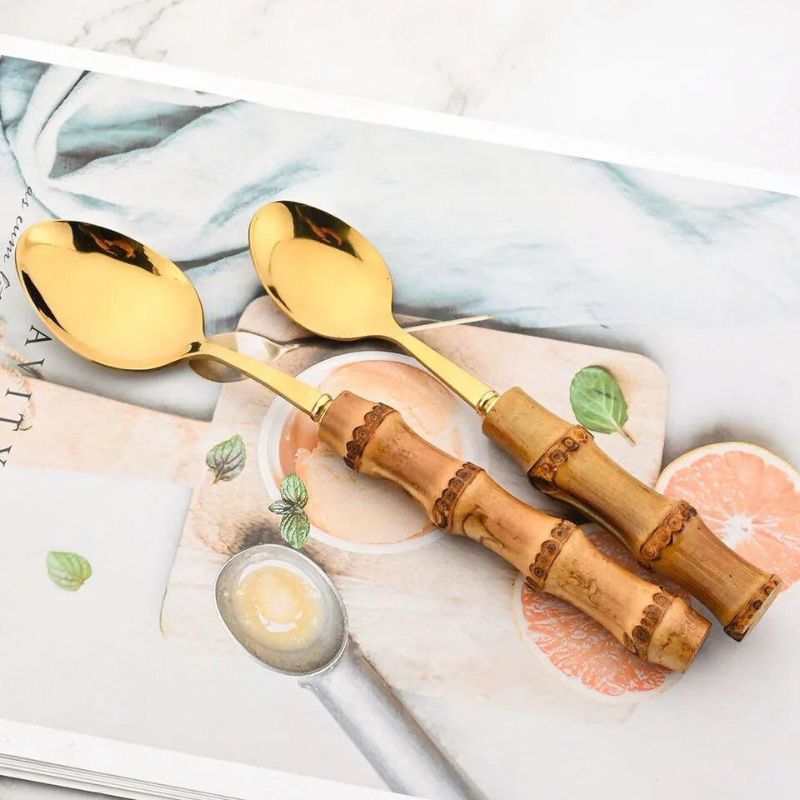 Conjunto de Talheres de Bambu Rústico
