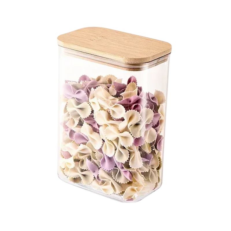 Recipientes de vidro com tampas de bambu