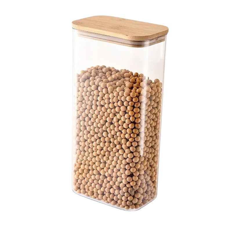 Recipientes de vidro com tampas de bambu