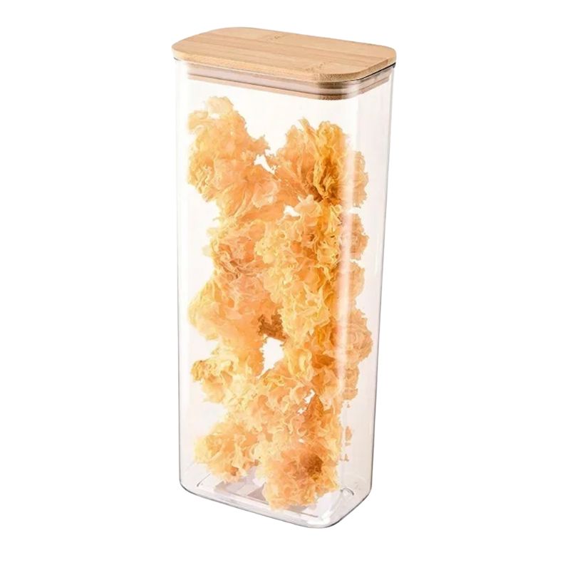 Recipientes de vidro com tampas de bambu