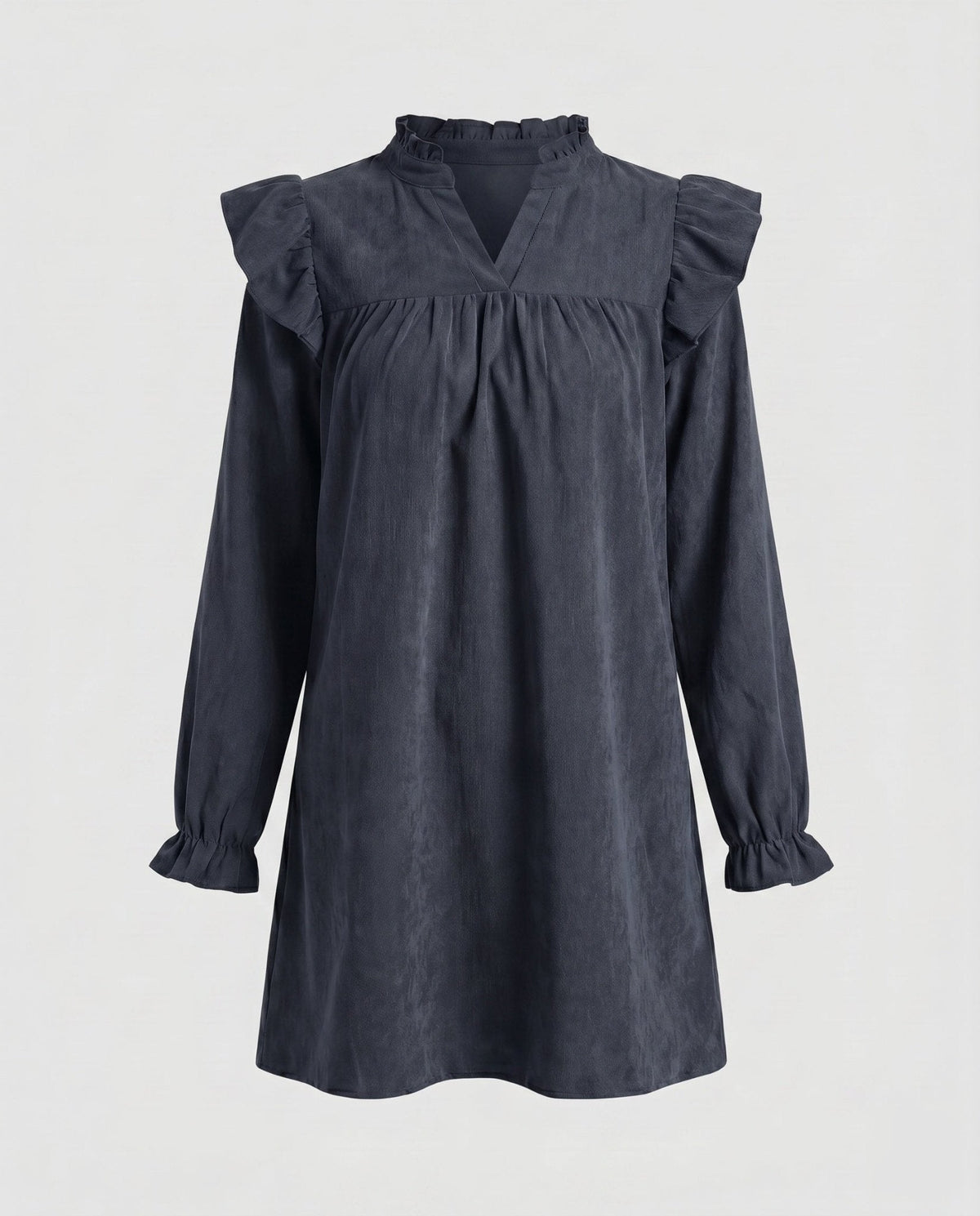 Women’s short-sleeve dress with voluminous ruffle details and implied V-neckline - Chichicherry
