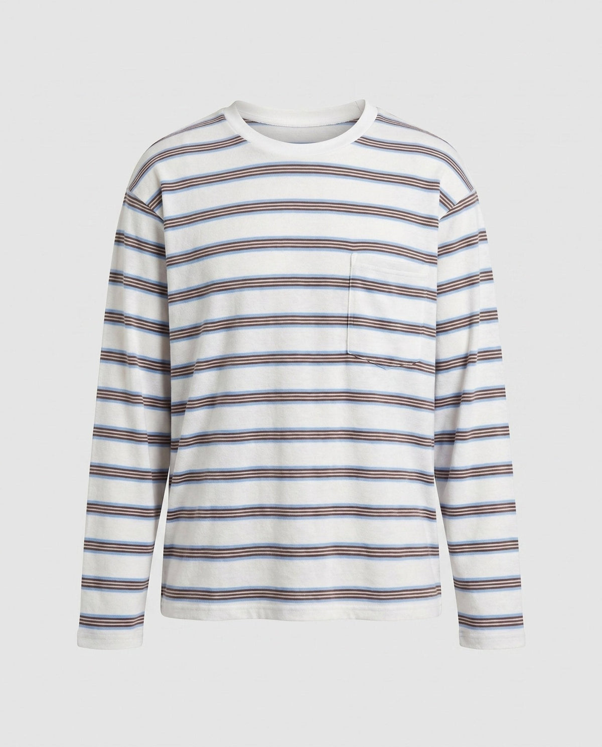 Women's striped long sleeve shirt with chest pocket and comfortable fit - Chichicherry
