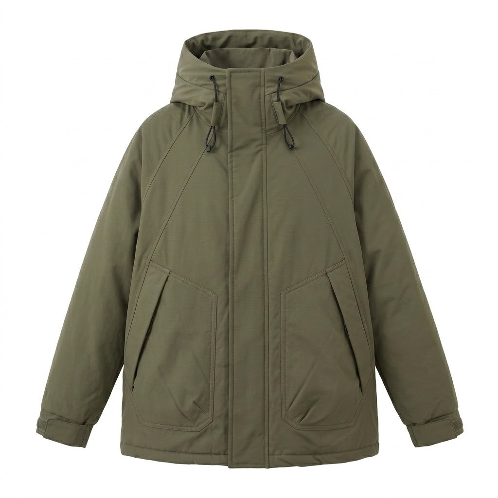Women's short thermo travel parka with hood, padded quilted insulation and contrasted inner lining