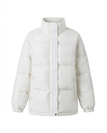 Women nan sporty quilted city puffer with ergonomic stand-up collar and reflective arm stripes