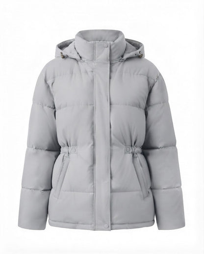 Women’s oversized quilted hooded jacket with warming thermo padding