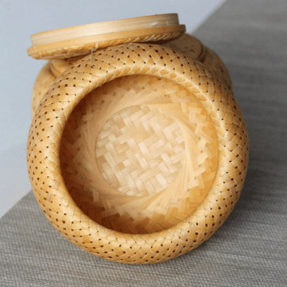 Pote de Armazenamento de Alimentos em Bambu Trançado