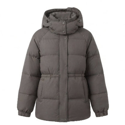 Women's nan compact outdoor puffer coat with high collar, chin protection, and elastic cuffs
