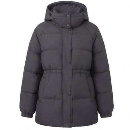 Women's nan compact outdoor puffer coat with high collar, chin protection, and elastic cuffs