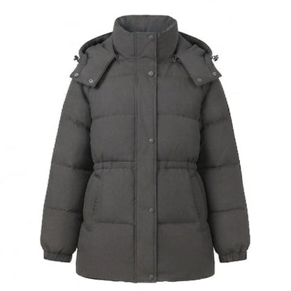 Women's nan compact outdoor puffer coat with high collar, chin protection, and elastic cuffs