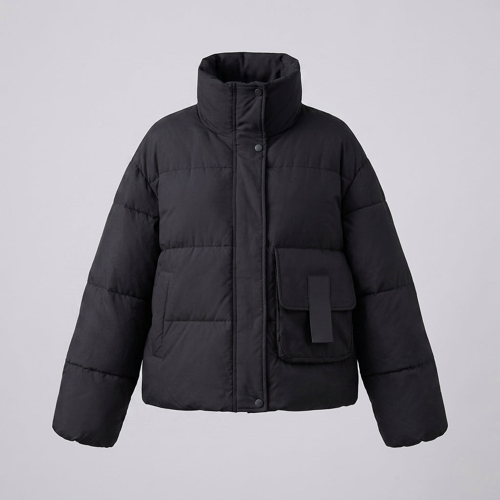 Women's nan boxy-padded everyday puffer with side cargo flaps and ergonomic shoulder trim