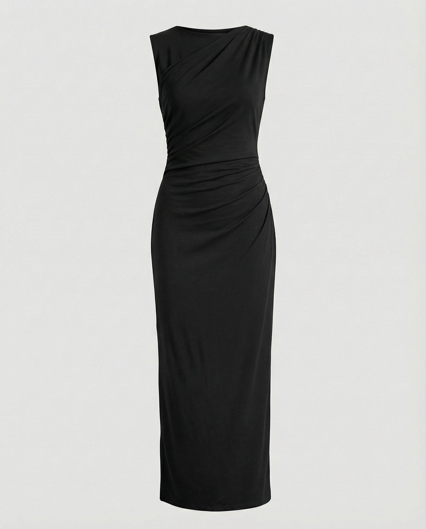 Women's Satin Maxi Dress with Draping