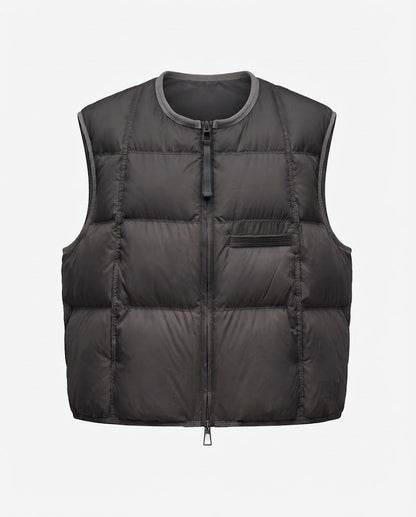 Women's nan lightweight padded quilted vest with adjustable hem, two-way zipper and decorative chest pocket