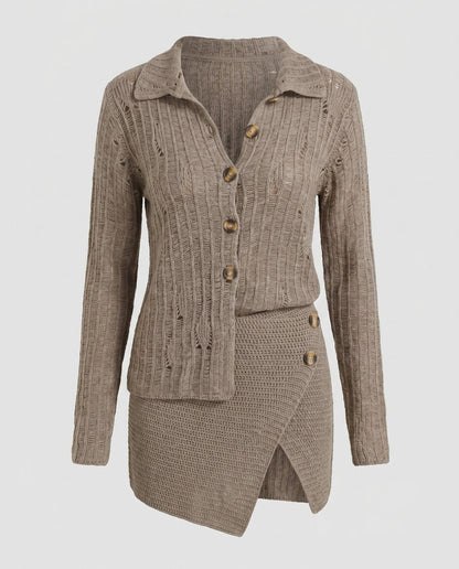 Ladies cardigan with body-hugging design and button closure - Chichicherry