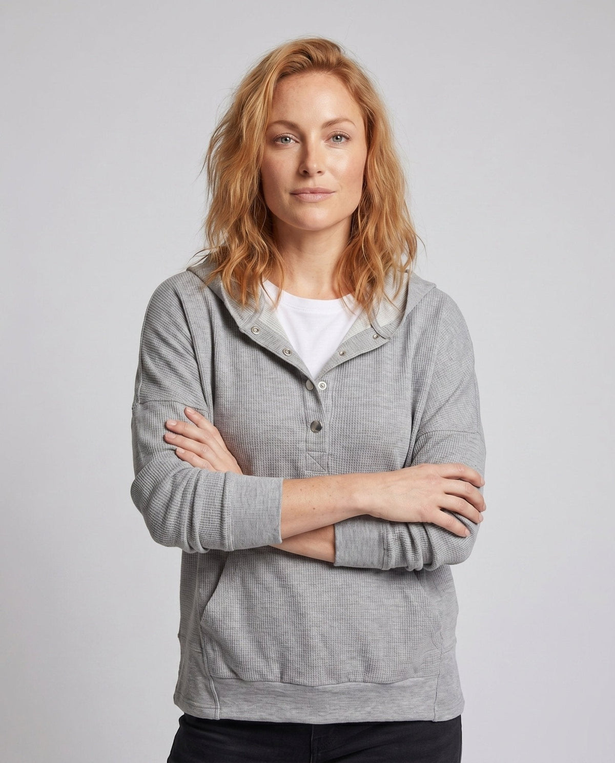 Ladies hoodie with elegant button placket by - Chichicherry