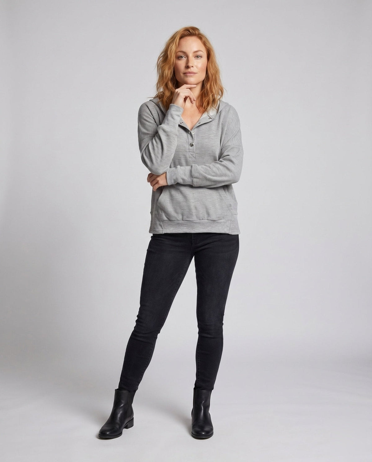 Ladies hoodie with elegant button placket by - Chichicherry