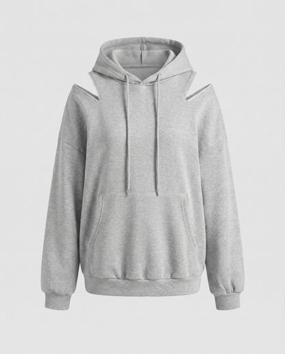Ladies hoodie with trendy cut-out details - Chichicherry