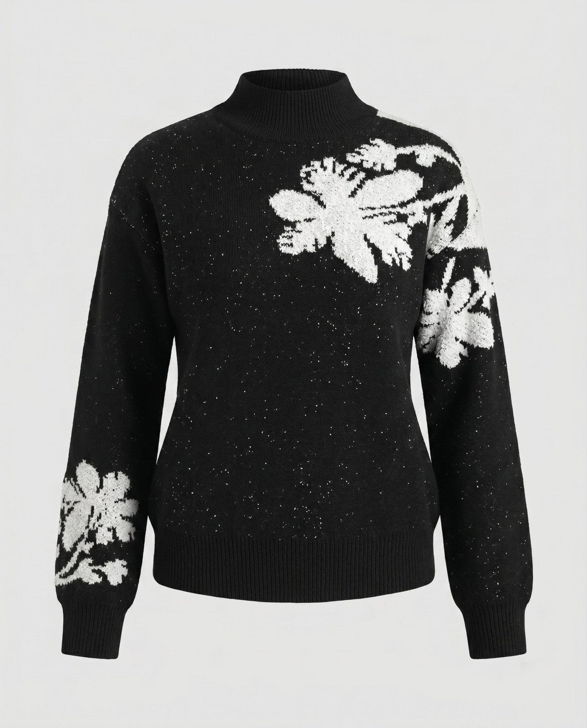Ladies knitted sweater with floral accents - Chichicherry