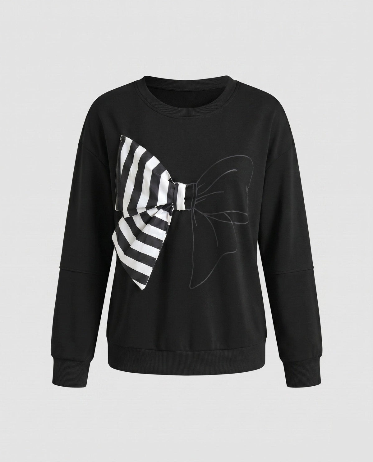 Ladies sweatshirt with fashionable bow motif - Chichicherry