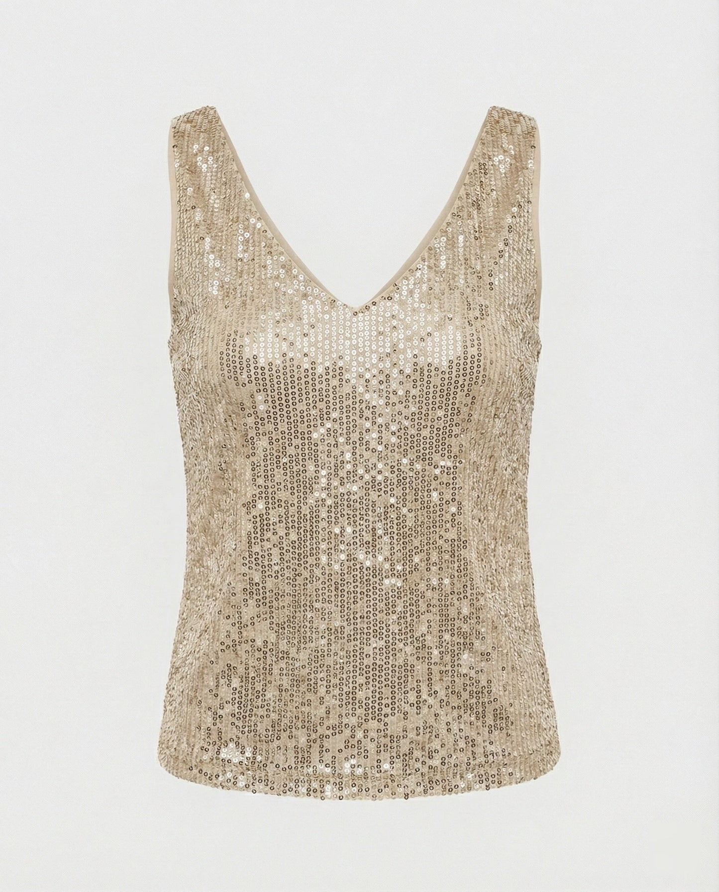 Ladies Glittering Top with V-Neck and Sparkling Sequin Trim Eva