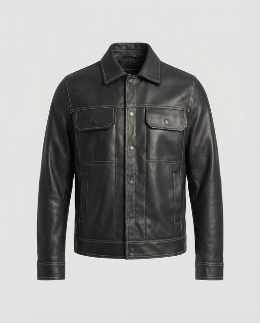 Men's Overshirt Jacket Leather Look