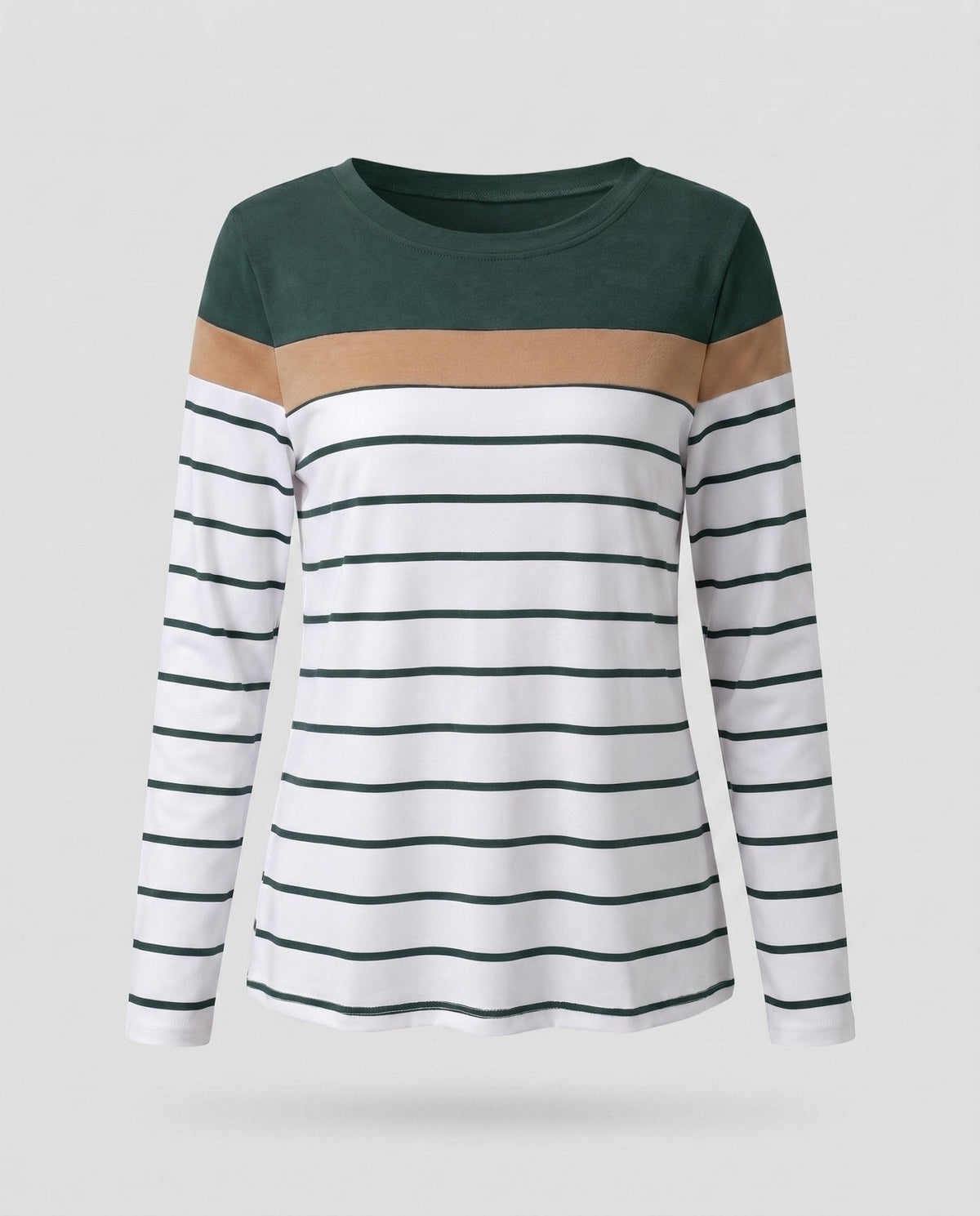 Women Long Sleeve Shirt with Fashionable Stripe Pattern and Elegant Details - Chichicherry