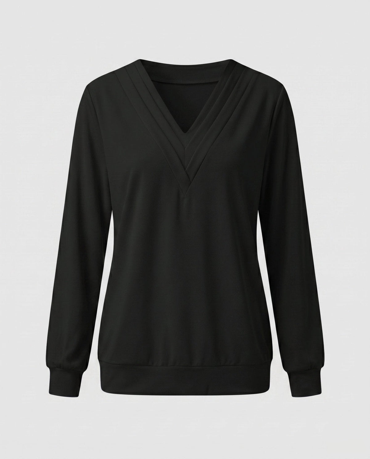 Women Oversized V-Neck Blouse with Long Sleeves - Chichicherry