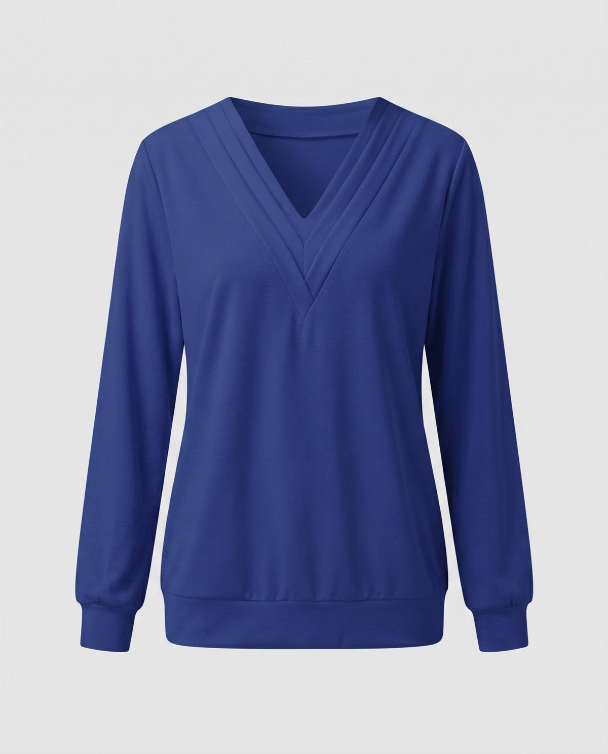 Women Oversized V-Neck Blouse with Long Sleeves - Chichicherry
