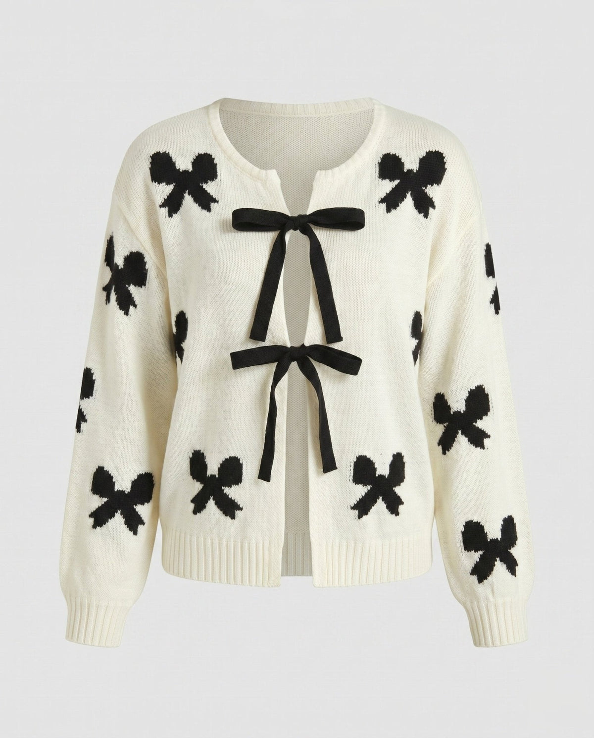 Women's cardigan with bow pattern and sporty ribbons - Chichicherry