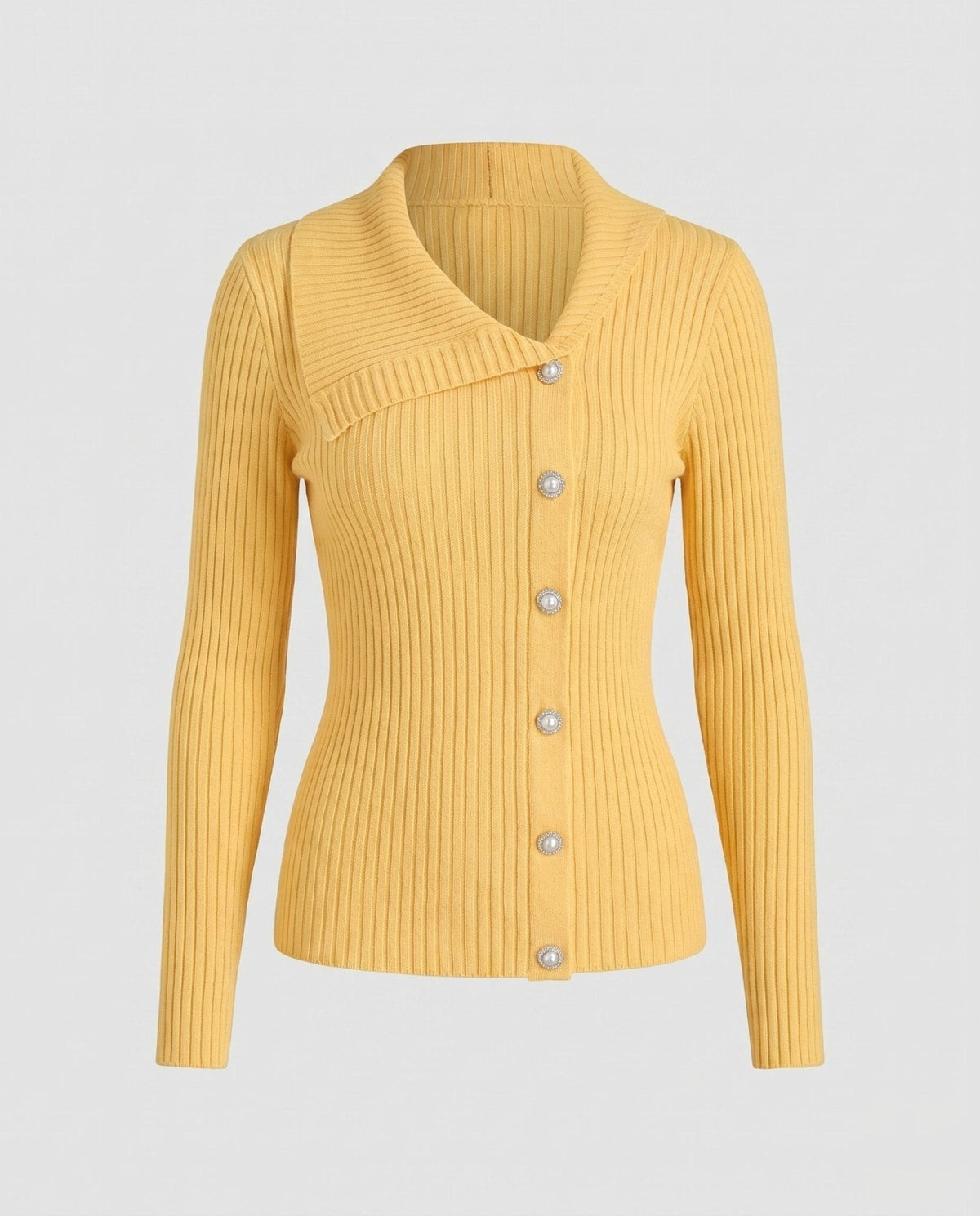 Women's cardigan with elegant lapels and fashionable button details - Chichicherry