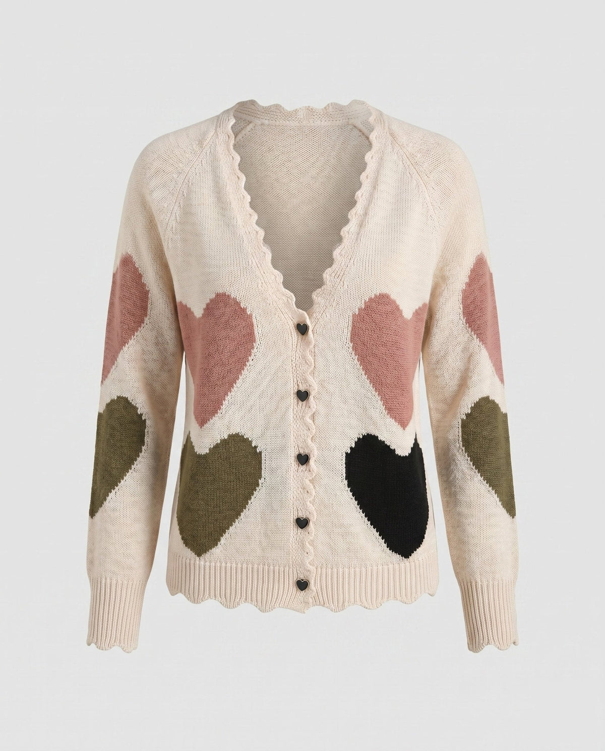 Women's cardigan with heart pattern and romantic design - Chichicherry