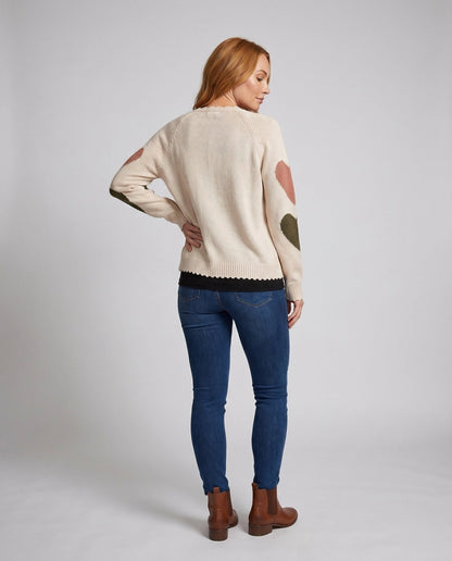 Women's cardigan with heart pattern and romantic design - Chichicherry
