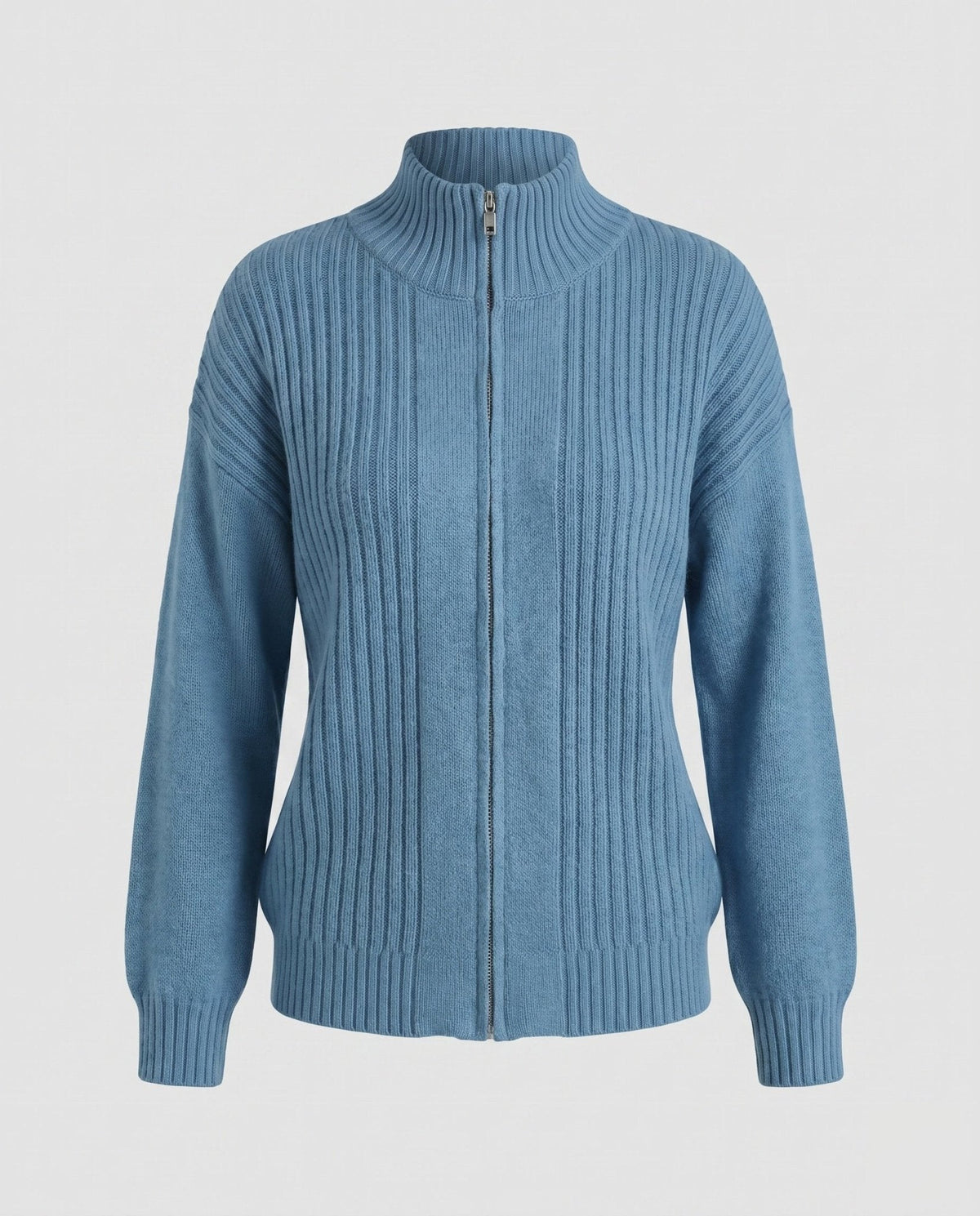 Women's cardigan with high collar and full-length zipper - Chichicherry