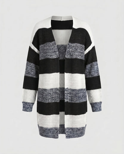 Women's cardigan with stylish striped pattern and oversized fit - Chichicherry