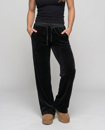 Women's casual and elegant velour trousers with wide leg - Chichicherry