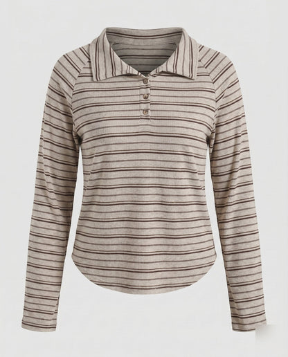 Women's Casual Long Sleeve Shirt with Fashionable Button Placket Design - Chichicherry