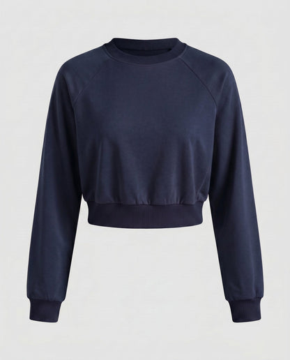 Women's casual sweatshirt with wide round neckline and elastic waistband - Chichicherry