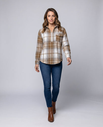 Women's checked shirt with zipper - Chichicherry