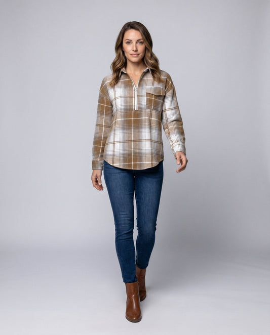 Women's checked shirt with zipper - Chichicherry