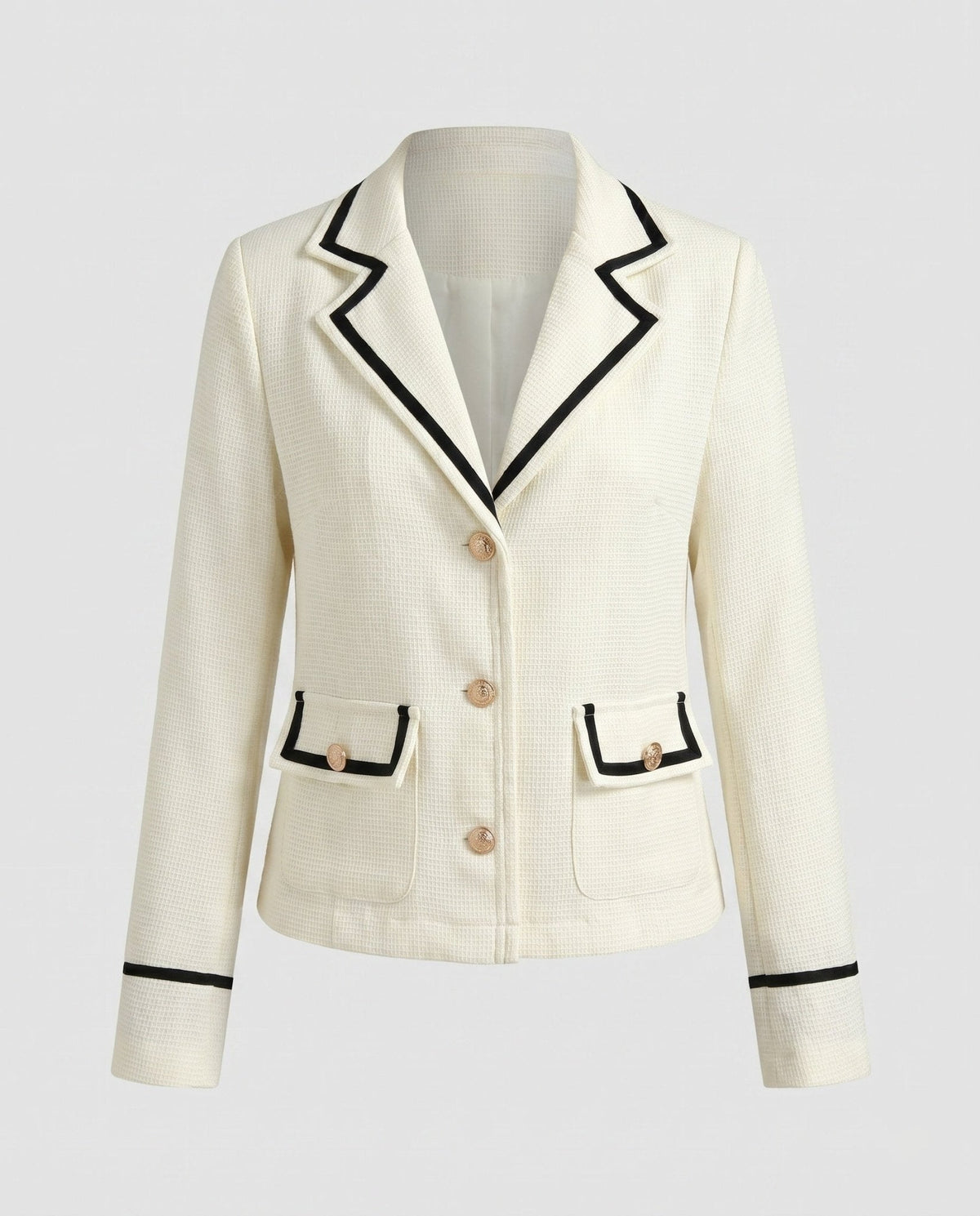 Women's fashionable blazer jacket with elegant piping and practical pockets - Chichicherry