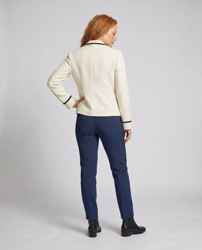 Women's fashionable blazer jacket with elegant piping and practical pockets - Chichicherry