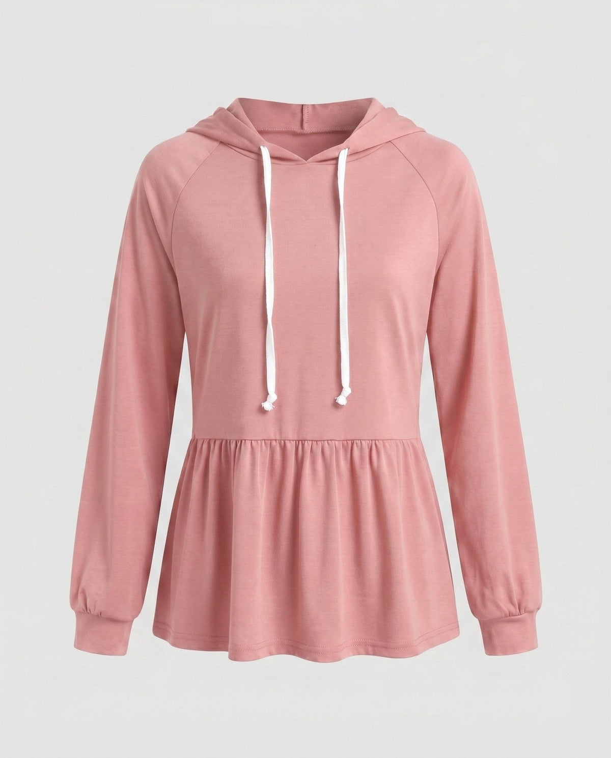 Women's hooded top with swinging hem and ruching - Chichicherry
